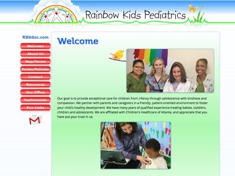 Rainbow Kids Pediatrics website